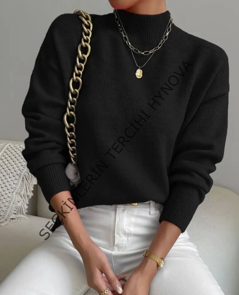 Kadın Uzun Kollu Balıkçı Yaka Triko Bluz