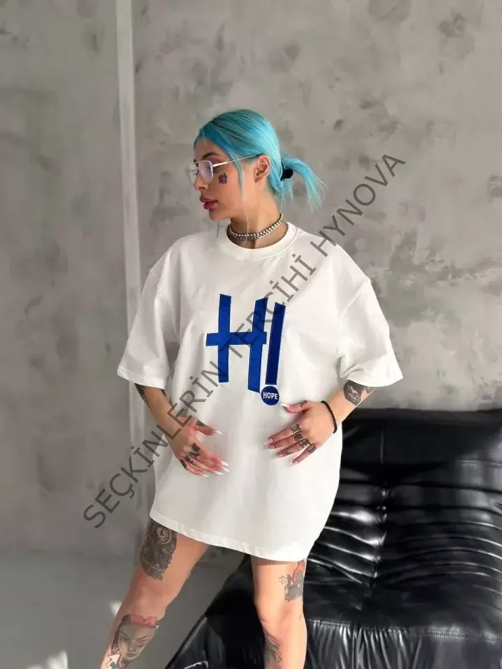 Unisex Nakış İşlemeli T-Shirt - Beyaz