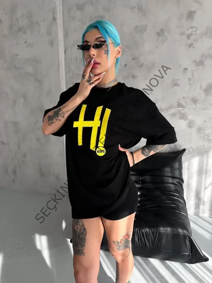 Unisex Nakış İşlemeli T-Shirt - Siyah