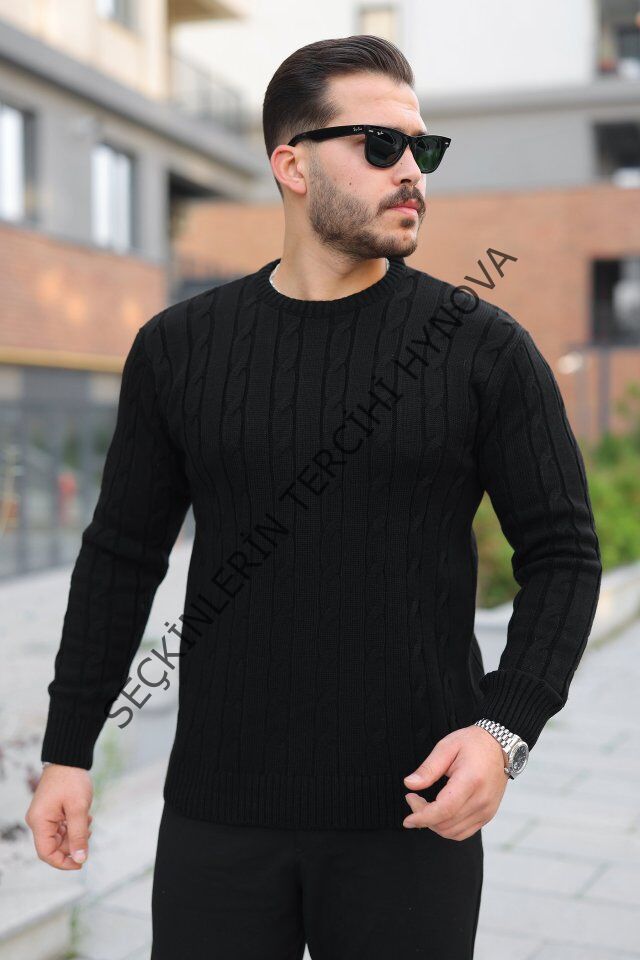 Erkek örgü Desen Bisiklet Yaka Kazak