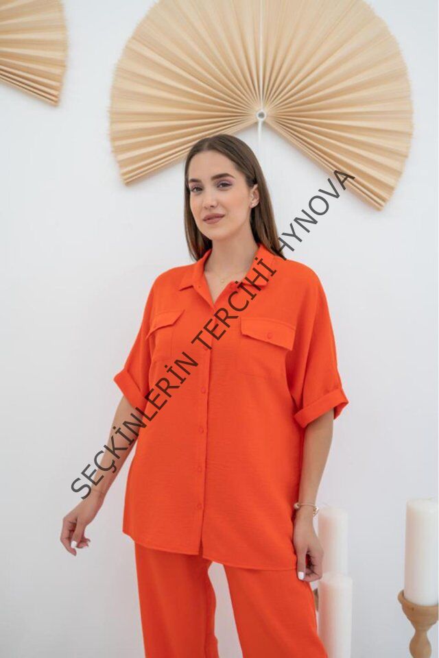 Oranj Gömlek Ve Pantolon Takım