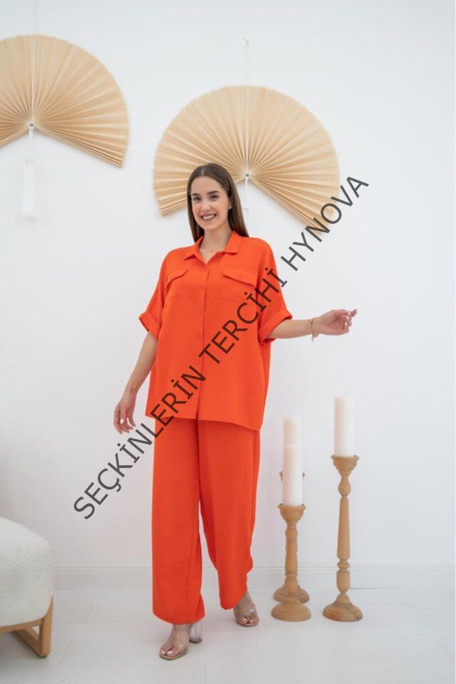 Oranj Gömlek Ve Pantolon Takım