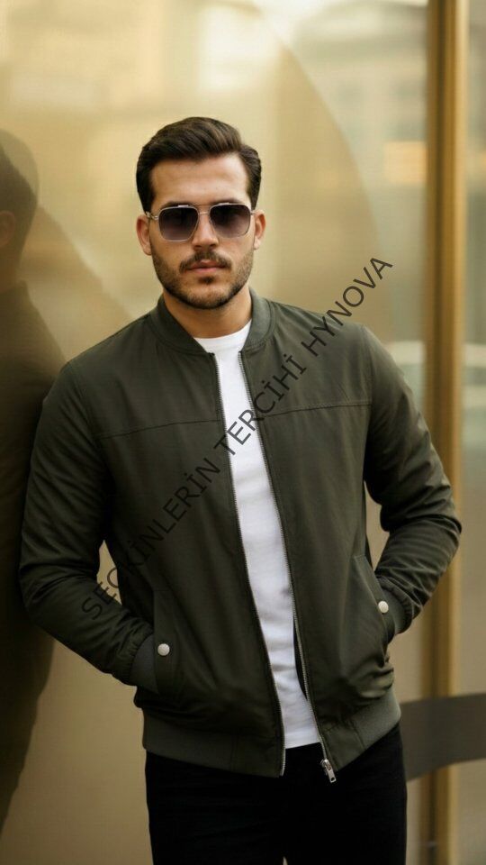 Erkek İçi Astarlı Su Geçirmez Bomber Mevsimlik Ceket - Siyah