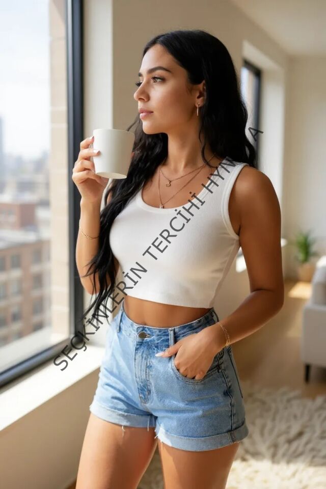 Kadın Beyaz Kare Yaka Crop Top Bluz – Şık, Rahat ve Kolay Kombinlenebilir