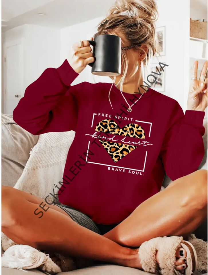 Kadın Uzun Kollu Bisiklet Yaka Desenli Viskon Iki Iplik Bluz