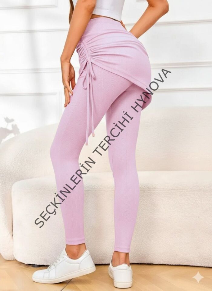 Kadın Yüksek Bel Yandan Büzgülü Alttan Uzun Kaşkorse Tayt Etek