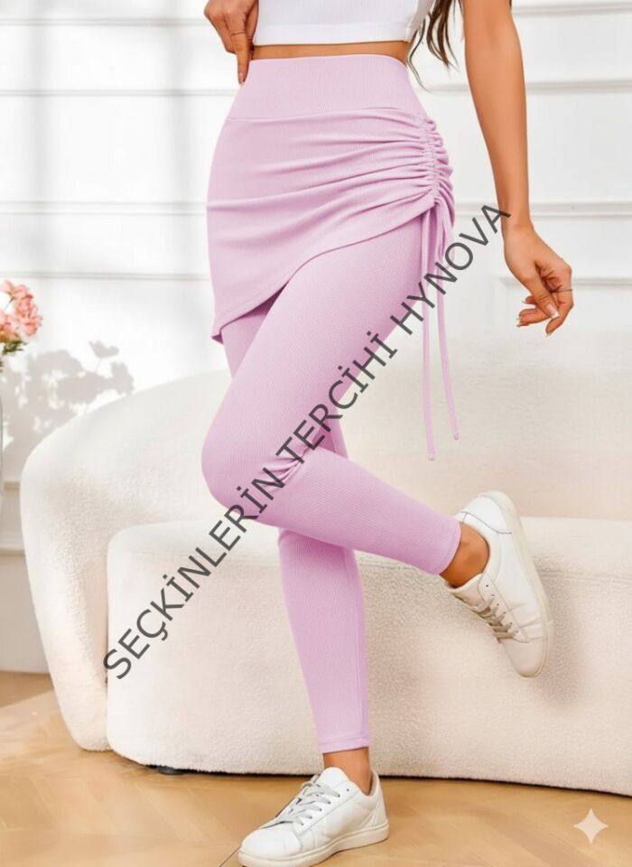 Kadın Yüksek Bel Yandan Büzgülü Alttan Uzun Kaşkorse Tayt Etek