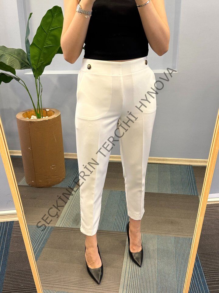 Bel Lasti̇kli̇ Düğmeli̇ Pantolon