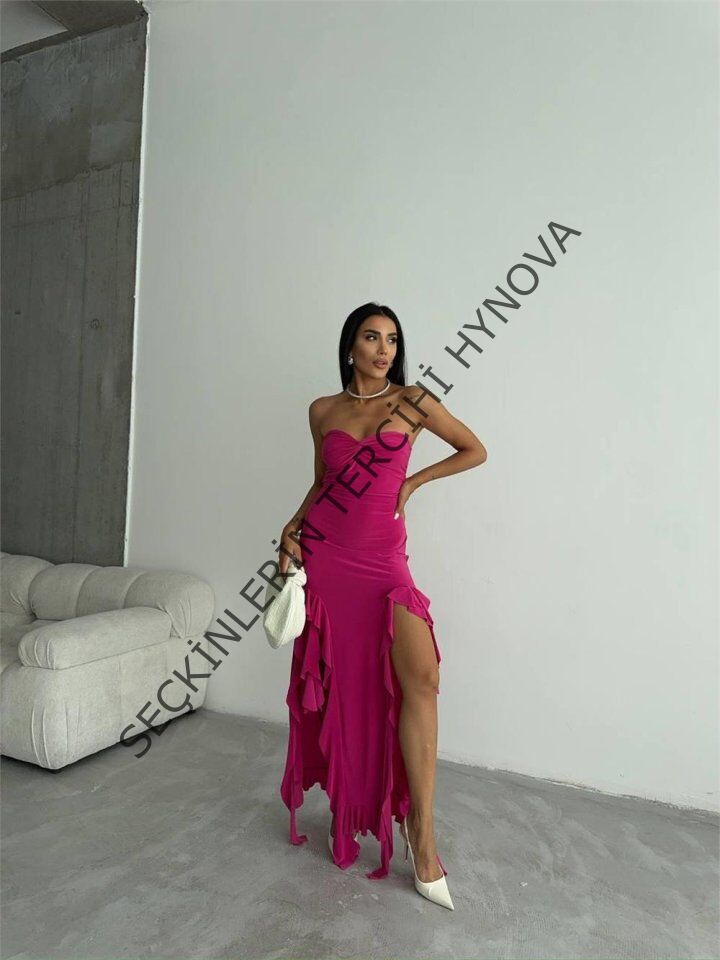 STRABLEZ SANDY ELBİSE YANLARI KATLI - Fuşya