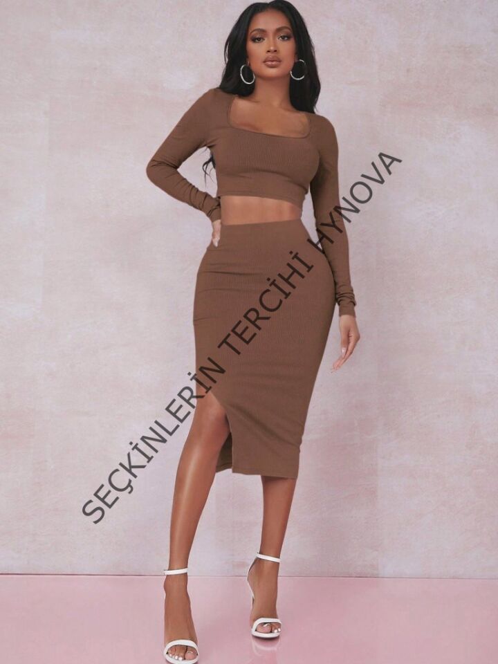 Kadın Siyah Kaşkorse Kumaş İkili Takım