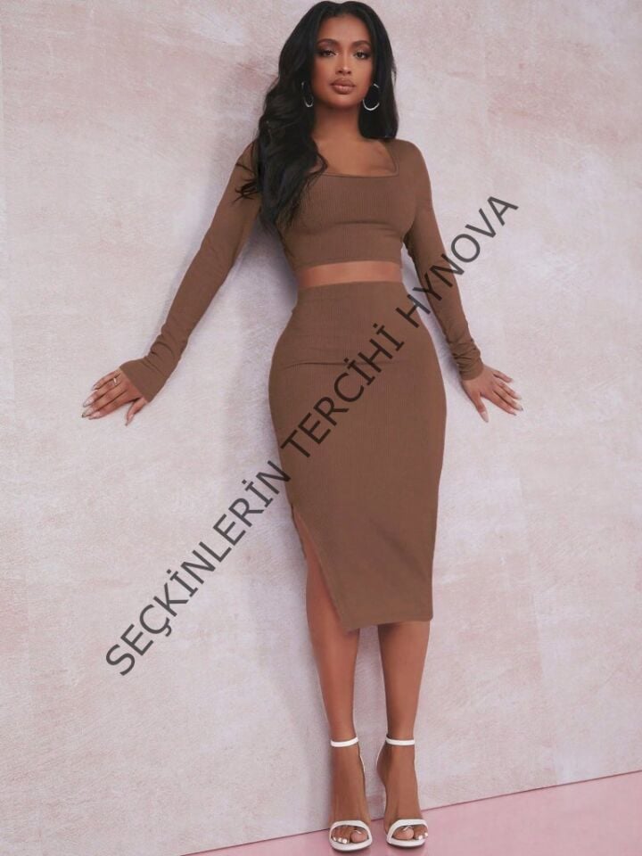 Kadın Siyah Kaşkorse Kumaş İkili Takım