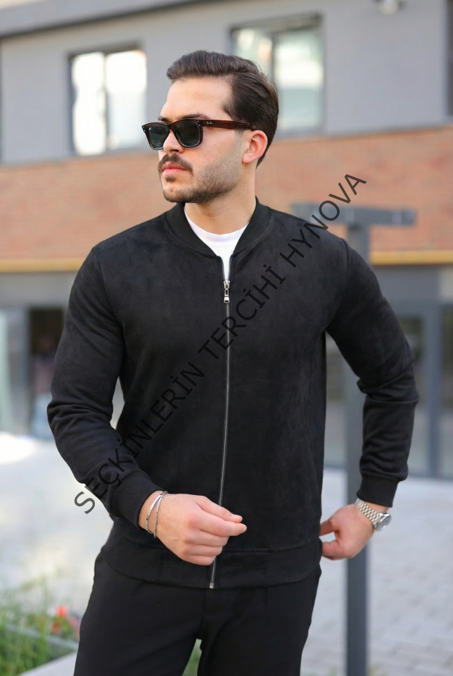 Erkek Scuba Süet Kumaş Bomber Hırka