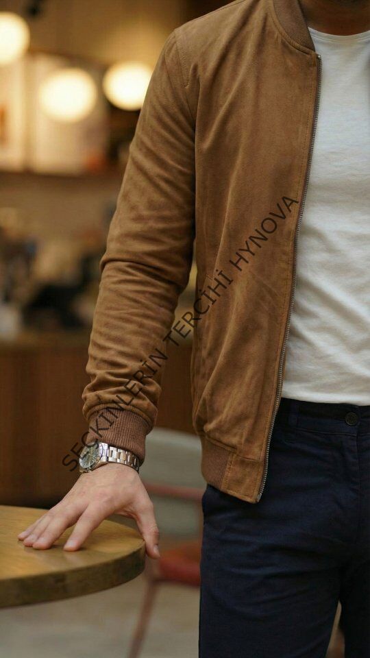 Erkek Scuba Süet Kumaş Bomber Hırka