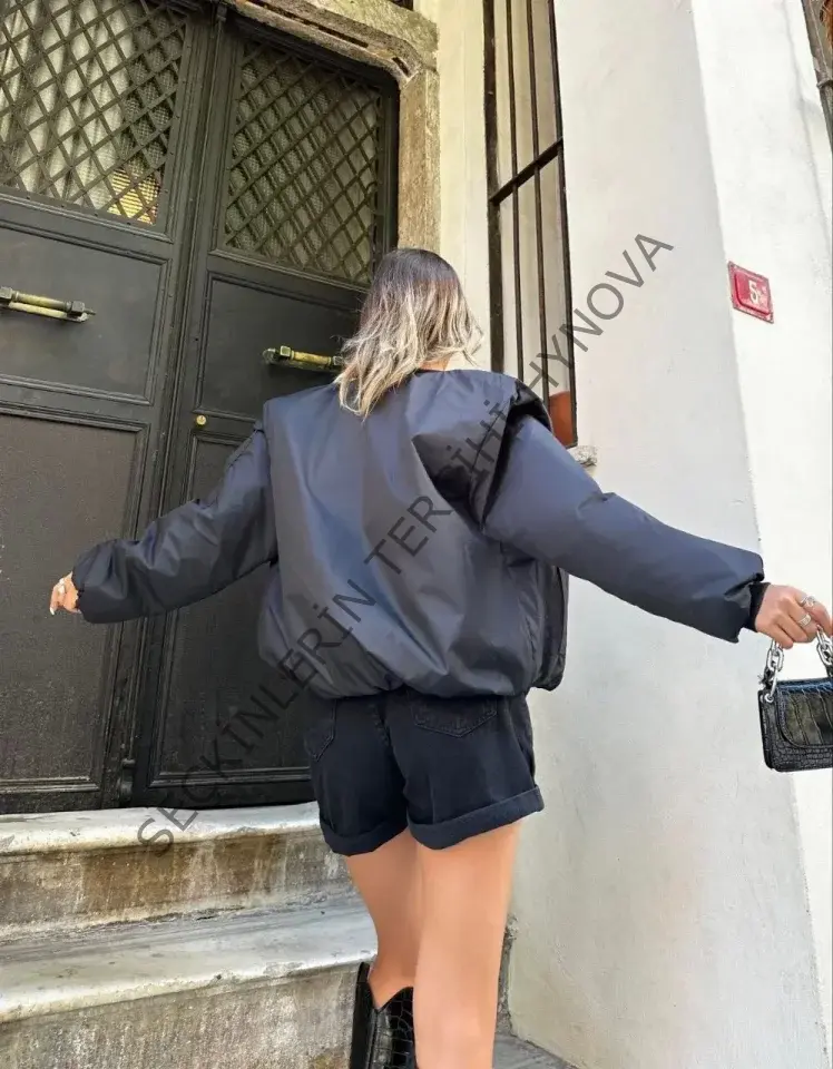 Düz Bomber Ceket - Siyah