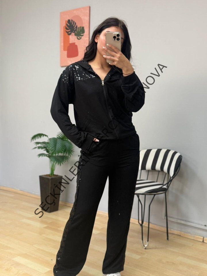 Kadın Iki Iplik Kumaş Pul Ve Fermuar Detaylı Ikili Takım