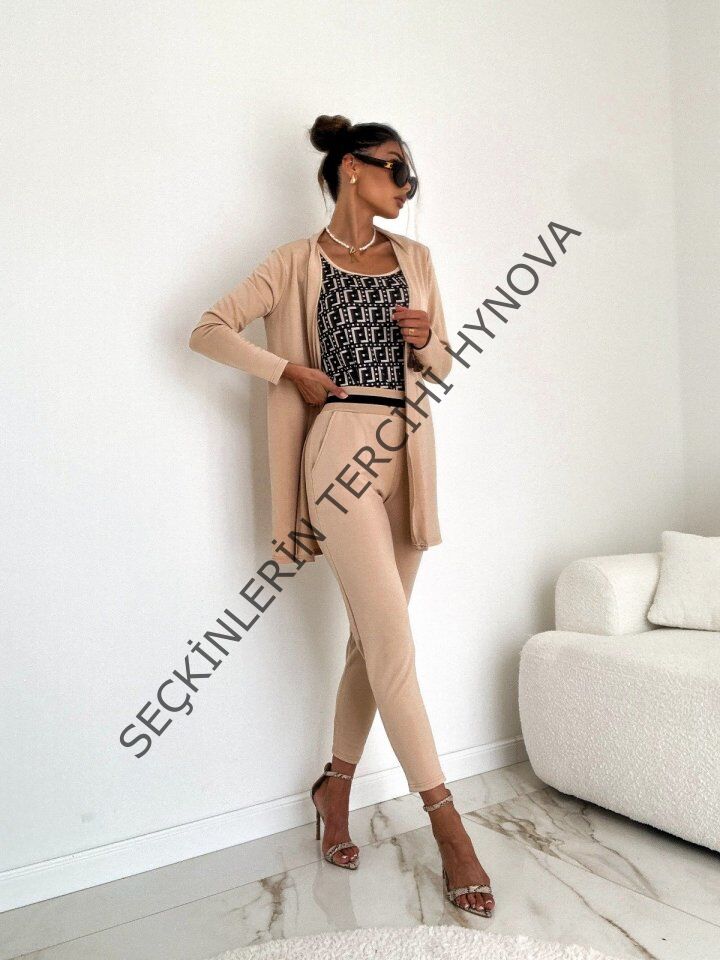 Kadın Uzun Kollu Krep üçlü Takım