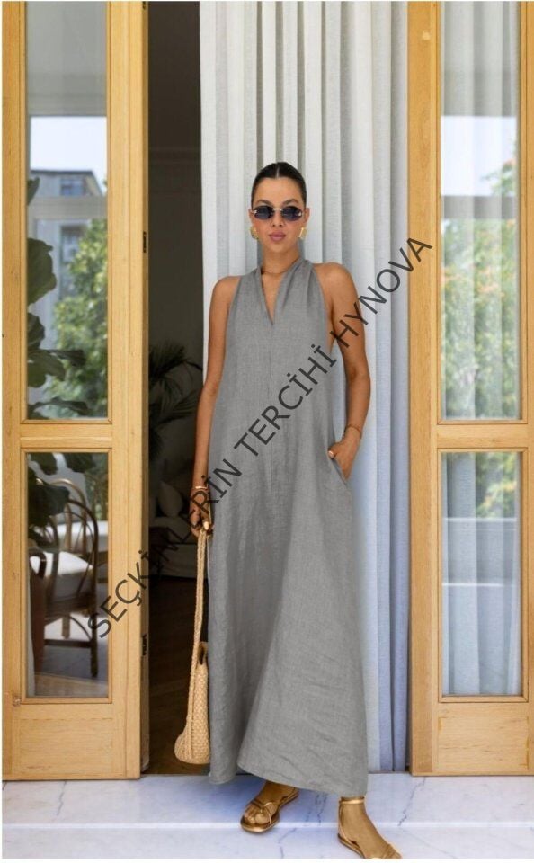 V Yaka Paraşüt Elbise