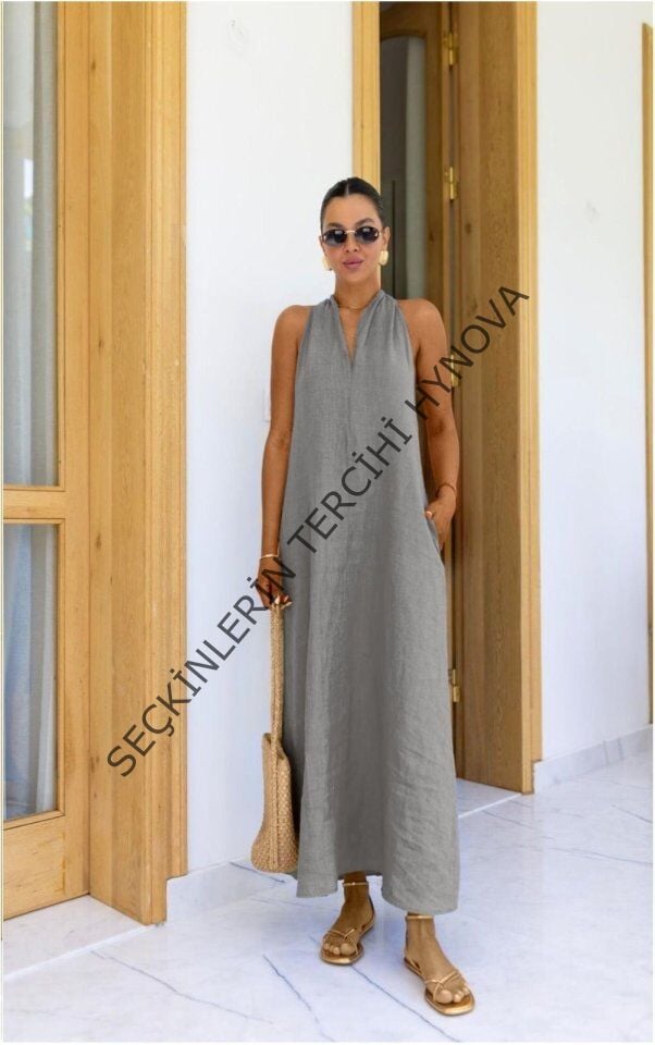 V Yaka Paraşüt Elbise