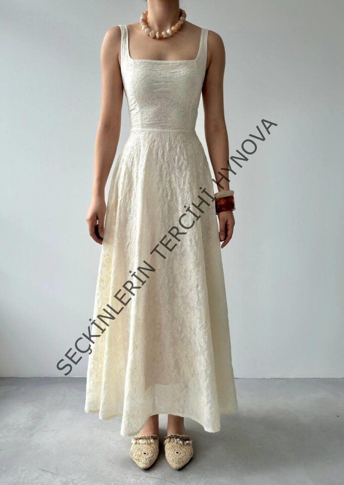 Cuper Çiçek Detaylı Elbise