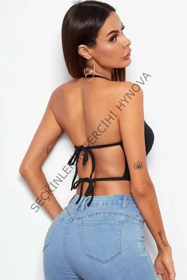 Kadın Siyah Belden Bağlamalı Şık Büstiyer – Modern ve Şık Tasarım