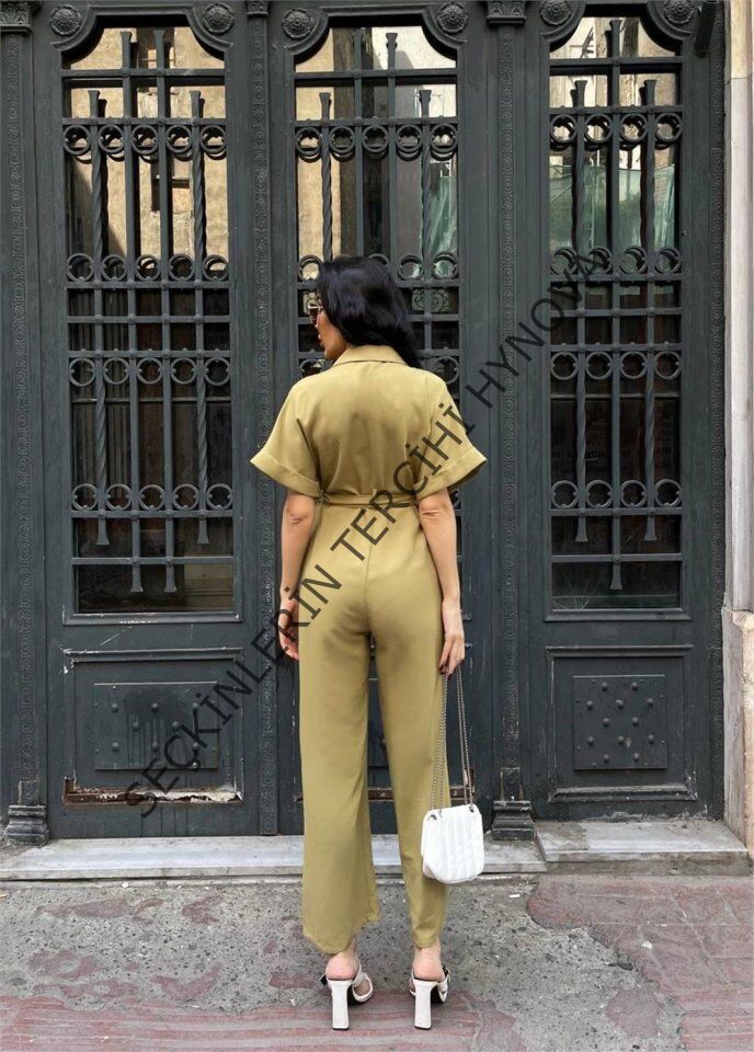 KETEN TULUM BEL BAĞLAMA DETAYLI - Yeşil