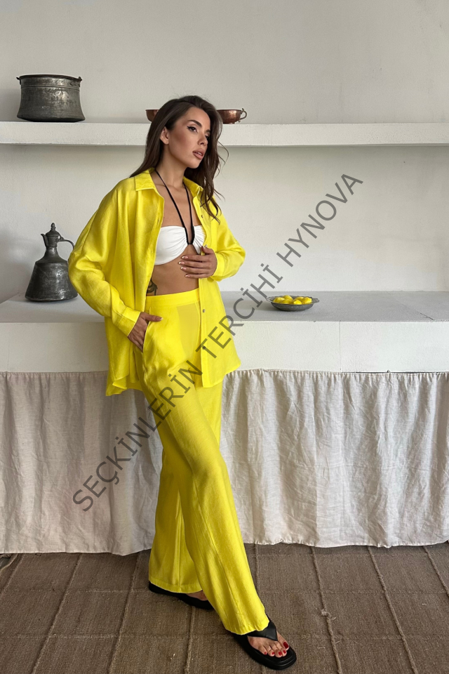 GÖMLEK - PANTOLON TAKIM - Sarı