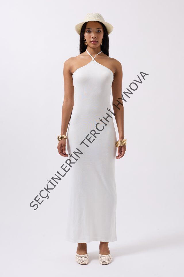 Çapraz Askılı Maxi Elbise