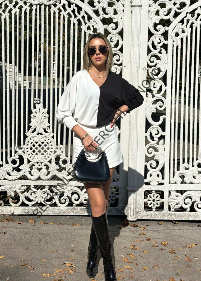 Kadın Uzun Kollu V Yaka Kol Ağzı Gipeli Sandy Bluz