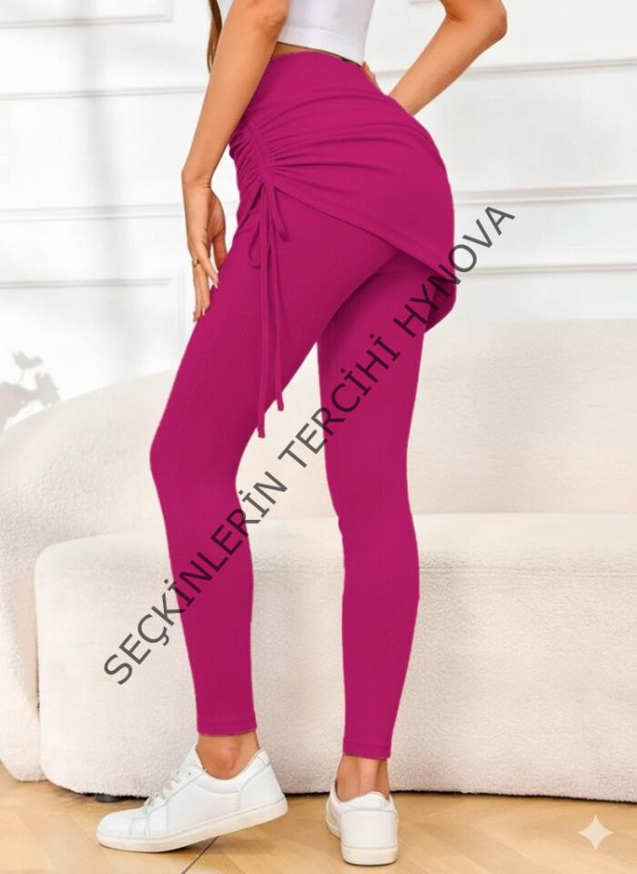 Kadın Yüksek Bel Yandan Büzgülü Alttan Uzun Kaşkorse Tayt Etek