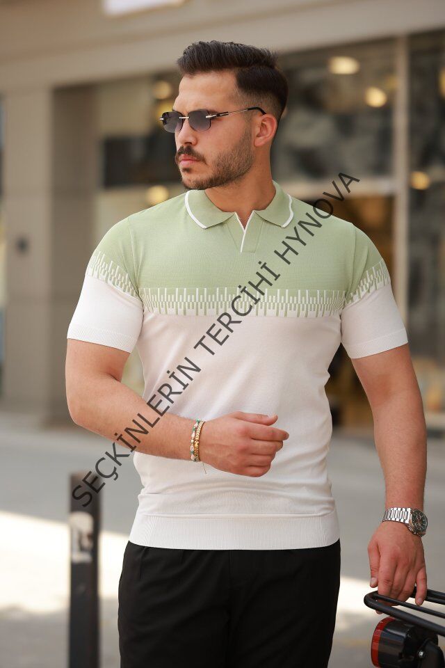 Erkek Hemşire Yaka çift Renk Kısa Kollu Tişört