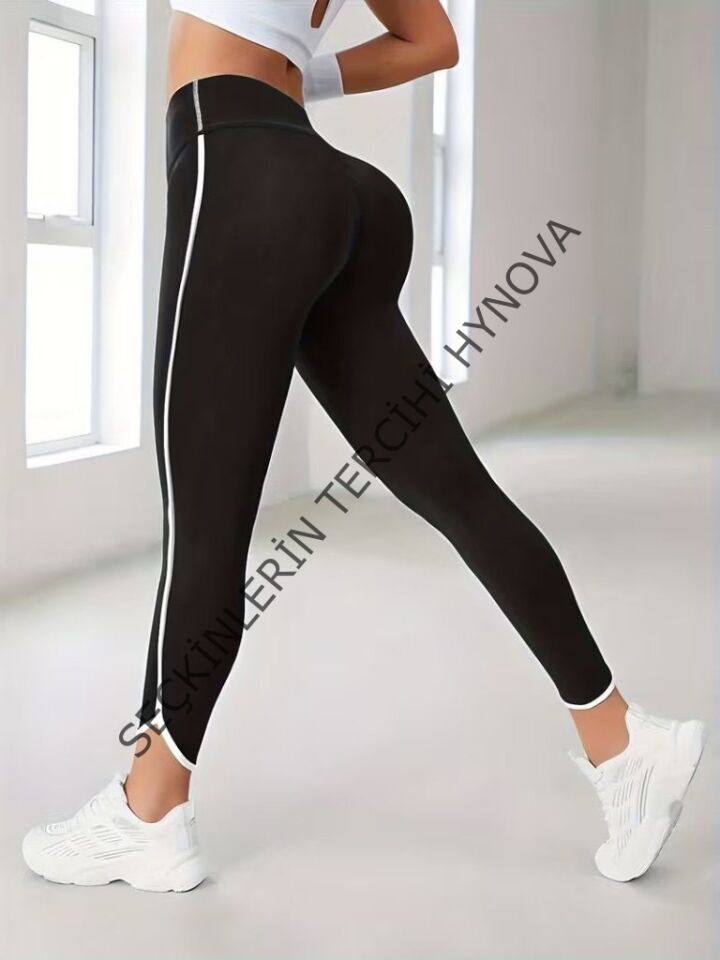 Kadın Yüksek Bel Yan şerit Detaylı Dalgıç Tayt