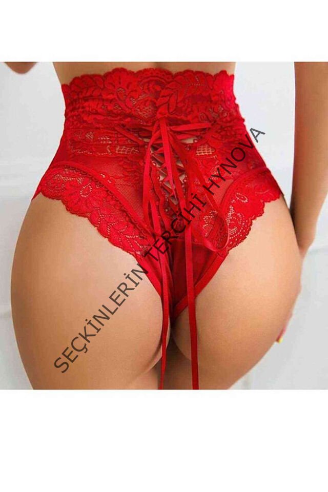 Kadın Kırmızı Yüksek Bel Fantezi Külot – Modern ve Şık Tasarım