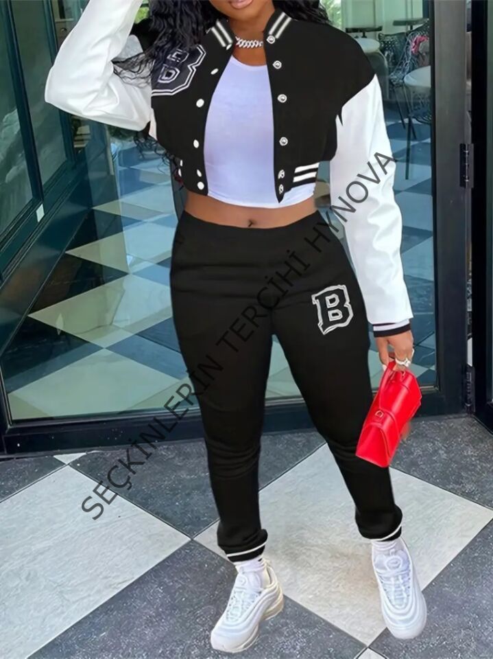 Kadın Uzun Kollu Hakim Yaka önden Düğmeli Ceket Pantolon şardonlu Iki Iplik Ikili Takım