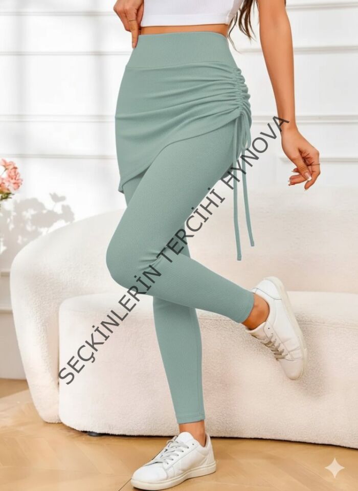 Kadın Yüksek Bel Yandan Büzgülü Alttan Uzun Kaşkorse Tayt Etek