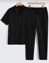 Jakarlı örme kumaş yazlık bol kesim rahat şık kombin takım