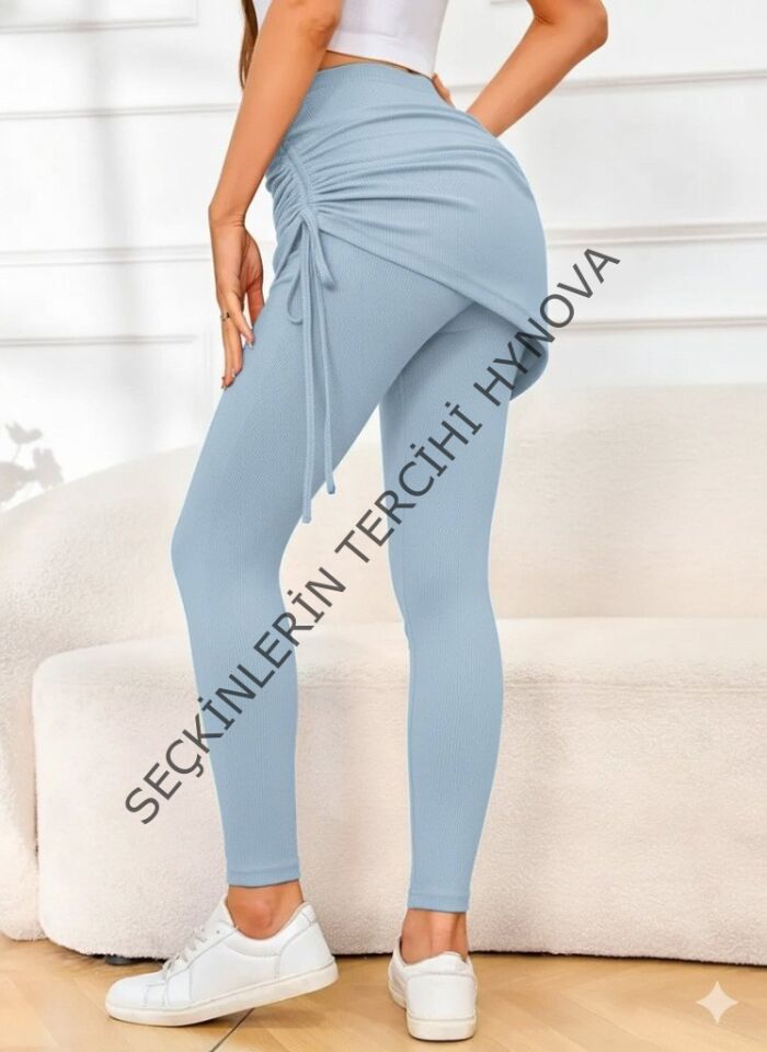 Kadın Yüksek Bel Yandan Büzgülü Alttan Uzun Kaşkorse Tayt Etek