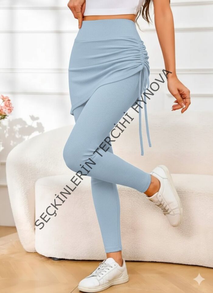 Kadın Yüksek Bel Yandan Büzgülü Alttan Uzun Kaşkorse Tayt Etek