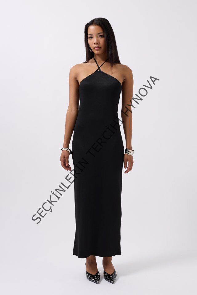 Çapraz Askılı Maxi Elbise