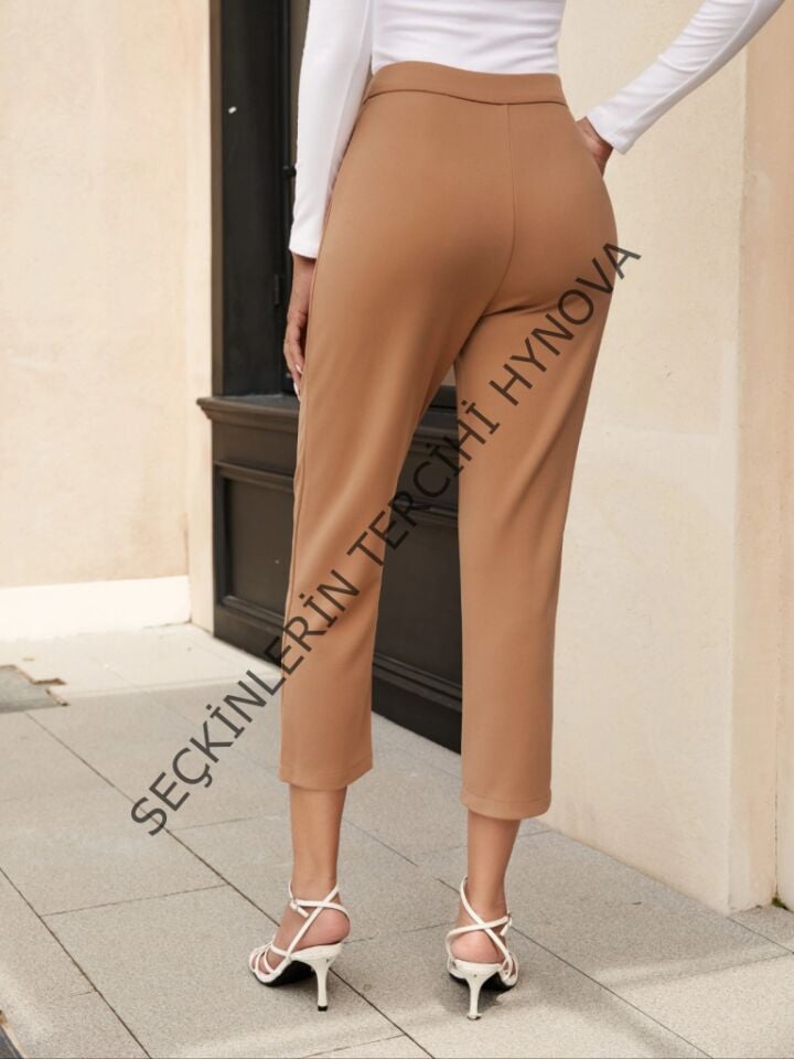 Kadın Yüksek Bel Ithal Krep Pantolon