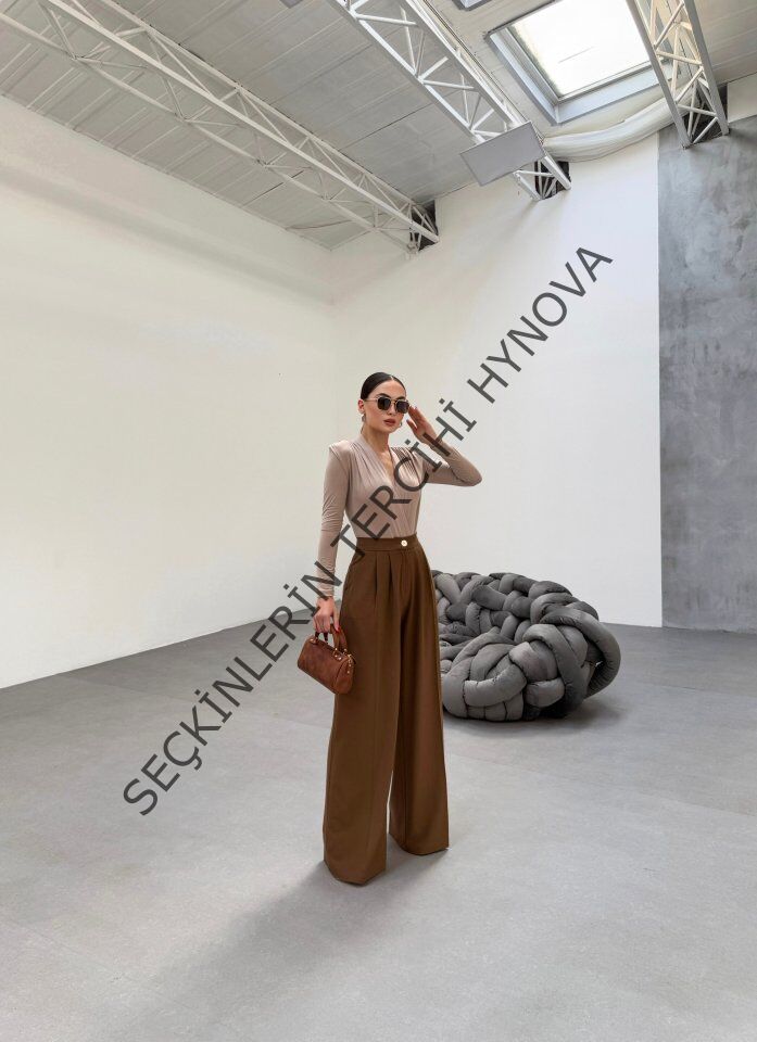 230 Gr Poly Viscose Full Lycra Pi̇leli̇ Palazzo Pantolon