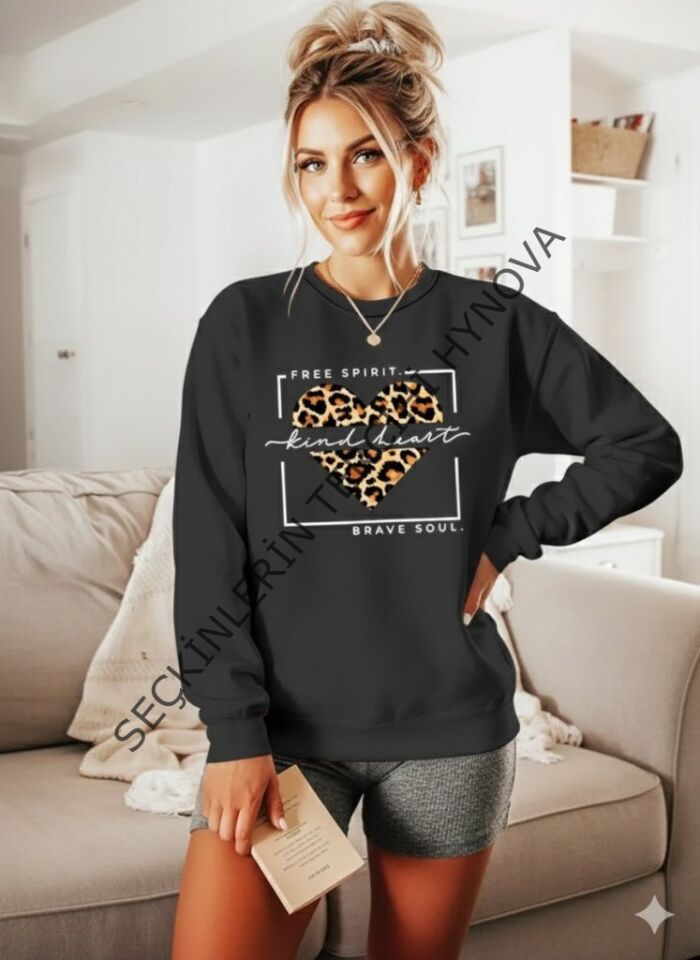 Kadın Uzun Kollu Bisiklet Yaka Desenli Viskon Iki Iplik Bluz