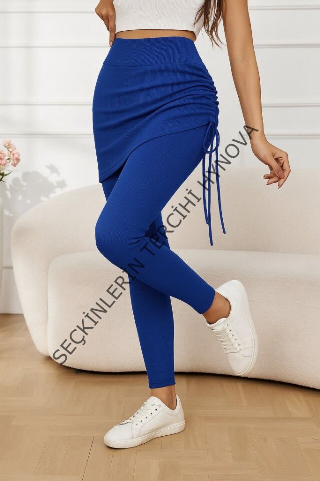 Kadın Yüksek Bel Yandan Büzgülü Alttan Uzun Kaşkorse Tayt Etek