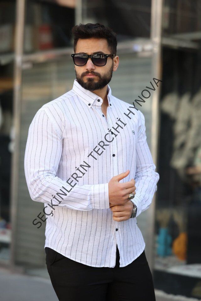 Erkek Pamuklu Çizgi Desenli Gömlek