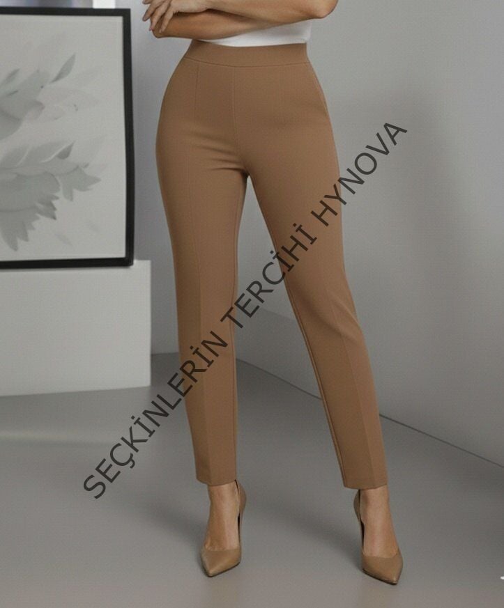 Kadın Yüksek Bel Ithal Krep Pantolon