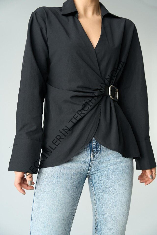 Kemerli Gömlek - Siyah