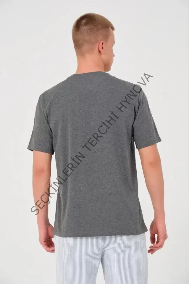 Unisex Düz Biskilet Yaka Oversize T-shirt - Füme