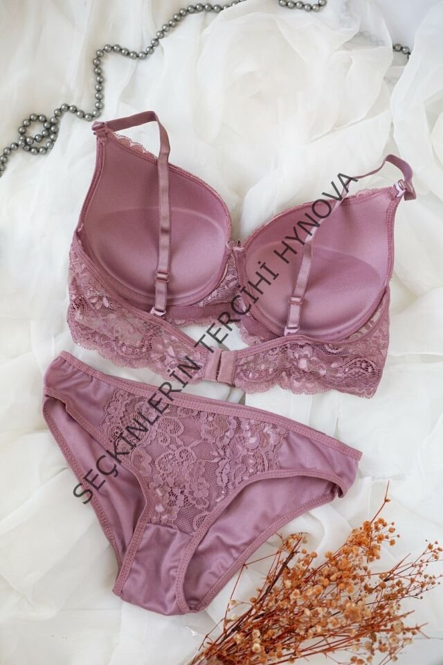Kadın Pudra Dolgulu Dantel Sütyen Ve Külot Takım – Modern, Konforlu ve Günlük Kombinlere Uygun