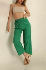 BÜRÜMCÜK - RAHAT- BOL- PALAZZO BAYAN PANTOLON-YEŞİL