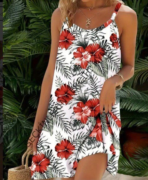 Kadın Ip Askılı çiçek Desenli Süprem Elbise