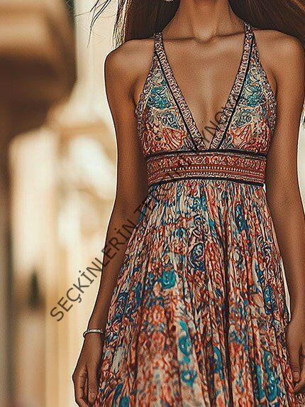 Kadın Askılı Derin Göğüs Detaylı Asimetrik Detaylı Süprem Elbise